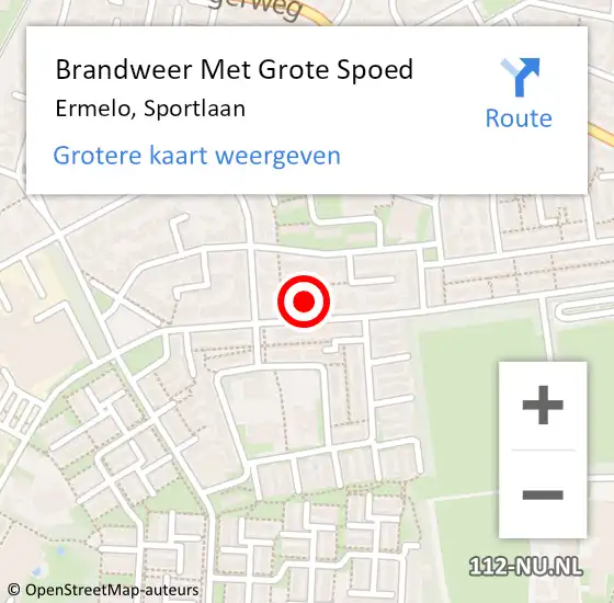 Locatie op kaart van de 112 melding: Brandweer Met Grote Spoed Naar Ermelo, Sportlaan op 6 mei 2023 11:04