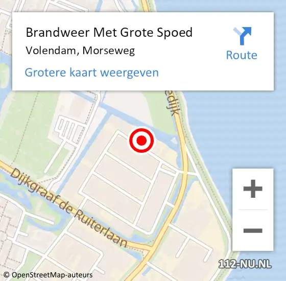 Locatie op kaart van de 112 melding: Brandweer Met Grote Spoed Naar Volendam, Morseweg op 6 mei 2023 11:06