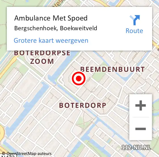 Locatie op kaart van de 112 melding: Ambulance Met Spoed Naar Bergschenhoek, Boekweitveld op 6 mei 2023 11:08