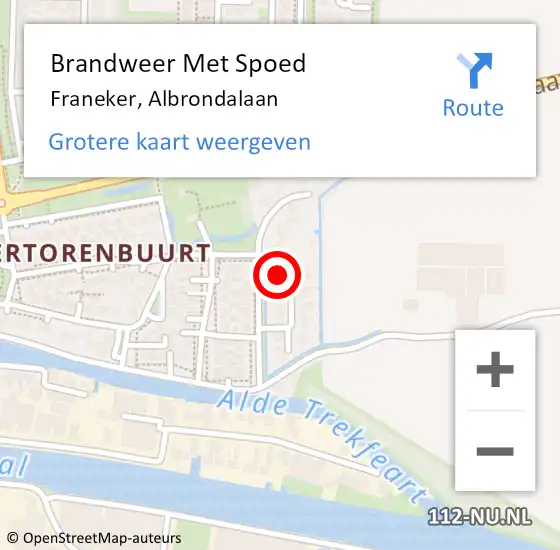 Locatie op kaart van de 112 melding: Brandweer Met Spoed Naar Franeker, Albrondalaan op 6 mei 2023 11:32