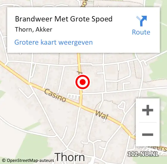 Locatie op kaart van de 112 melding: Brandweer Met Grote Spoed Naar Thorn, Akker op 6 mei 2023 11:36