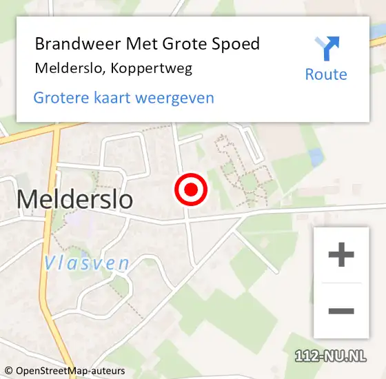 Locatie op kaart van de 112 melding: Brandweer Met Grote Spoed Naar Melderslo, Koppertweg op 6 mei 2023 11:58