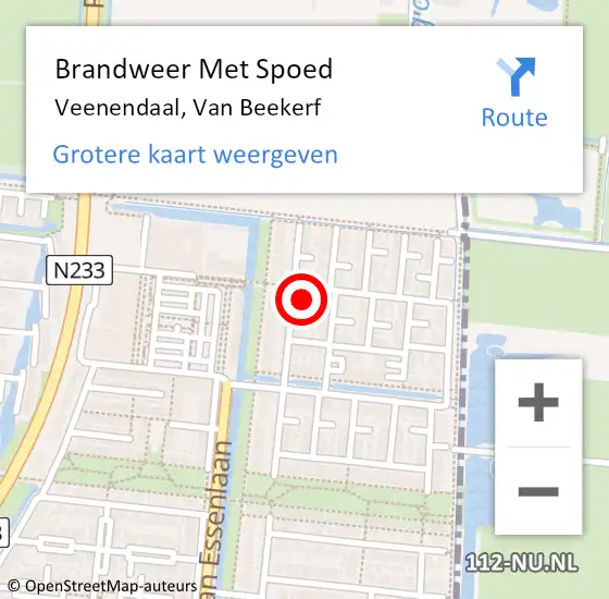 Locatie op kaart van de 112 melding: Brandweer Met Spoed Naar Veenendaal, Van Beekerf op 6 mei 2023 12:04