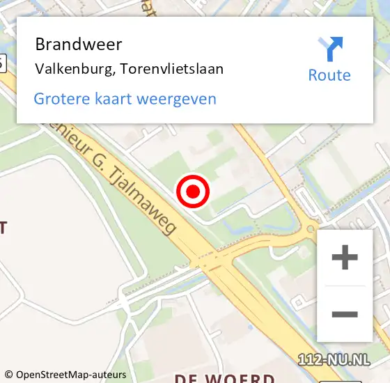 Locatie op kaart van de 112 melding: Brandweer Valkenburg, Torenvlietslaan op 6 mei 2023 12:37