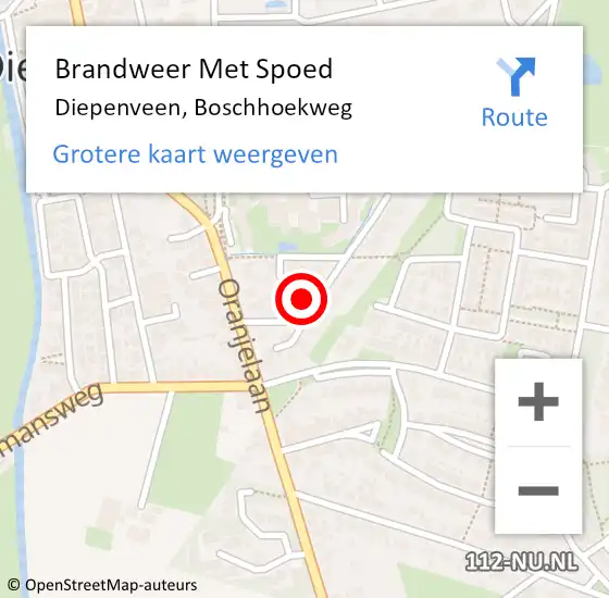 Locatie op kaart van de 112 melding: Brandweer Met Spoed Naar Diepenveen, Boschhoekweg op 6 mei 2023 12:39