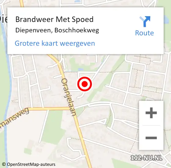 Locatie op kaart van de 112 melding: Brandweer Met Spoed Naar Diepenveen, Boschhoekweg op 6 mei 2023 12:55