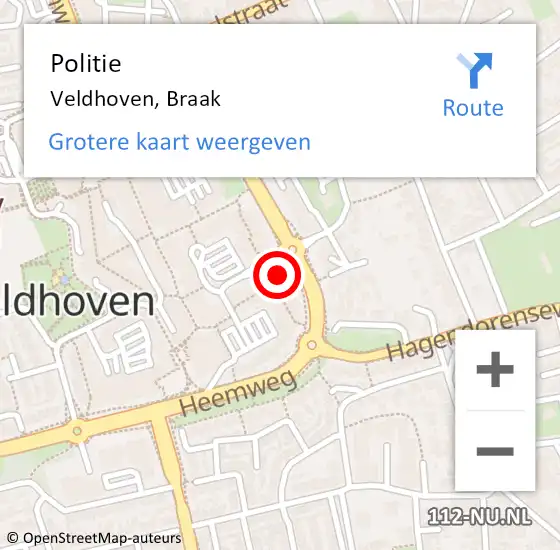 Locatie op kaart van de 112 melding: Politie Veldhoven, Braak op 6 mei 2023 13:32