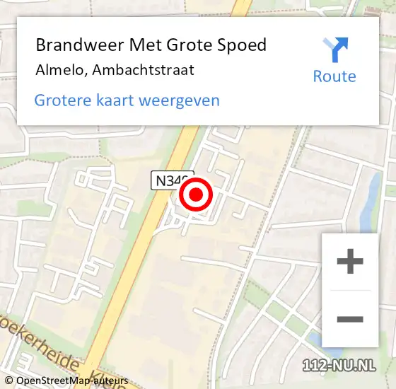 Locatie op kaart van de 112 melding: Brandweer Met Grote Spoed Naar Almelo, Ambachtstraat op 6 mei 2023 13:37