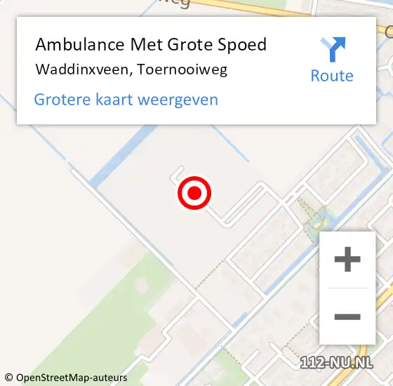 Locatie op kaart van de 112 melding: Ambulance Met Grote Spoed Naar Waddinxveen, Toernooiweg op 6 mei 2023 13:44