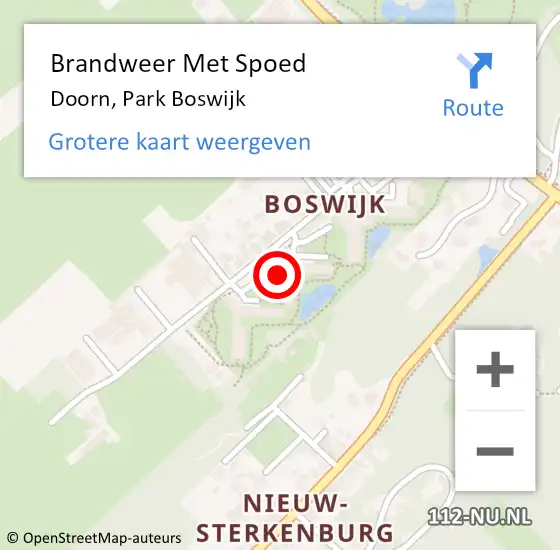 Locatie op kaart van de 112 melding: Brandweer Met Spoed Naar Doorn, Park Boswijk op 6 mei 2023 13:57