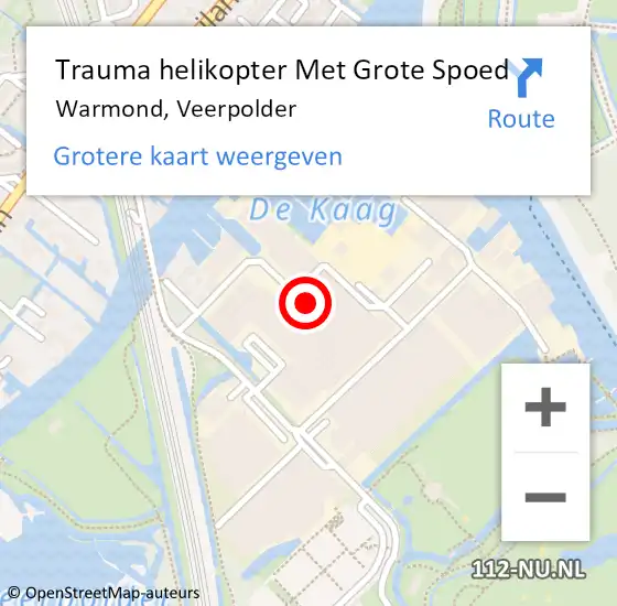 Locatie op kaart van de 112 melding: Trauma helikopter Met Grote Spoed Naar Warmond, Veerpolder op 6 mei 2023 14:26