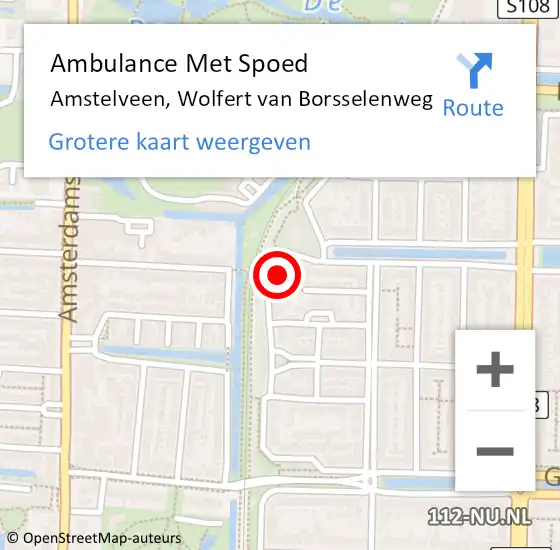 Locatie op kaart van de 112 melding: Ambulance Met Spoed Naar Amstelveen, Wolfert van Borsselenweg op 6 mei 2023 14:44