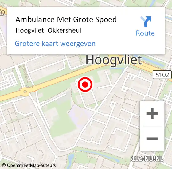 Locatie op kaart van de 112 melding: Ambulance Met Grote Spoed Naar Hoogvliet, Okkersheul op 6 mei 2023 14:47