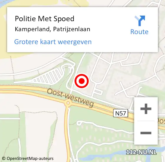 Locatie op kaart van de 112 melding: Politie Met Spoed Naar Kamperland, Patrijzenlaan op 6 mei 2023 14:59