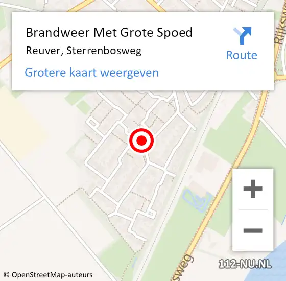 Locatie op kaart van de 112 melding: Brandweer Met Grote Spoed Naar Reuver, Sterrenbosweg op 6 mei 2023 15:18