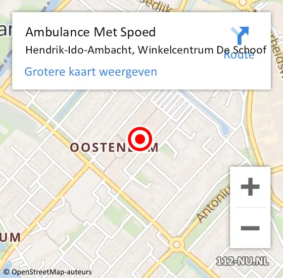 Locatie op kaart van de 112 melding: Ambulance Met Spoed Naar Hendrik-Ido-Ambacht, Winkelcentrum De Schoof op 6 mei 2023 15:37
