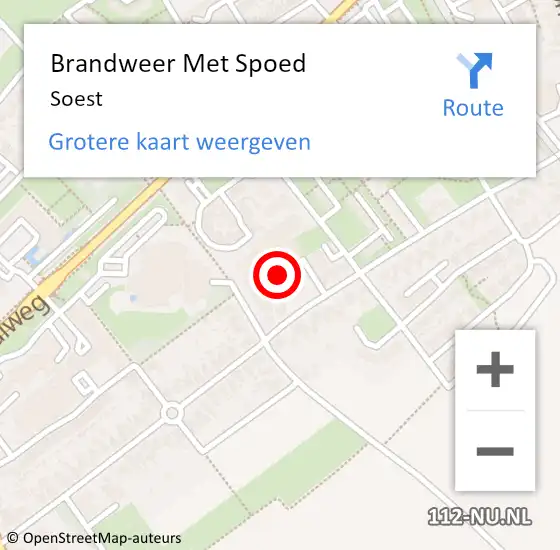 Locatie op kaart van de 112 melding: Brandweer Met Spoed Naar Soest op 6 mei 2023 16:30