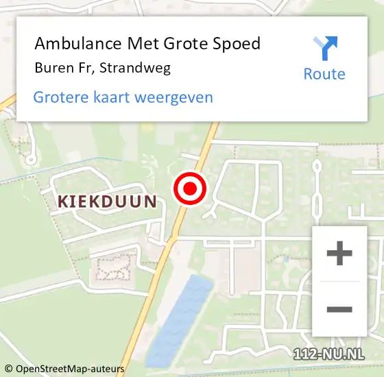 Locatie op kaart van de 112 melding: Ambulance Met Grote Spoed Naar Buren Fr, Strandweg op 24 augustus 2014 16:14