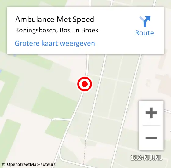 Locatie op kaart van de 112 melding: Ambulance Met Spoed Naar Koningsbosch, Bos En Broek op 24 augustus 2014 16:17