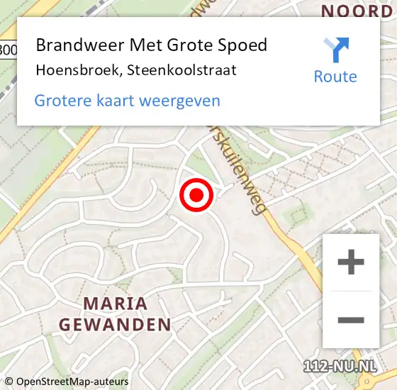 Locatie op kaart van de 112 melding: Brandweer Met Grote Spoed Naar Hoensbroek, Steenkoolstraat op 6 mei 2023 17:16