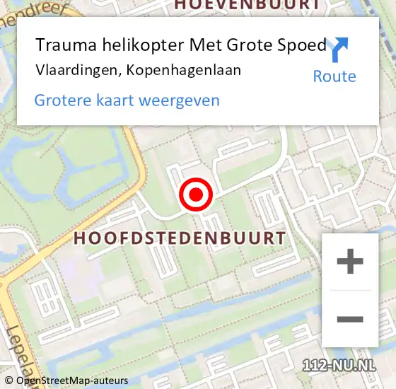 Locatie op kaart van de 112 melding: Trauma helikopter Met Grote Spoed Naar Vlaardingen, Kopenhagenlaan op 6 mei 2023 17:24