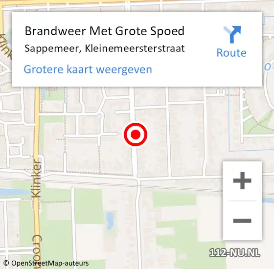 Locatie op kaart van de 112 melding: Brandweer Met Grote Spoed Naar Sappemeer, Kleinemeersterstraat op 6 mei 2023 17:25
