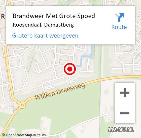 Locatie op kaart van de 112 melding: Brandweer Met Grote Spoed Naar Roosendaal, Damastberg op 6 mei 2023 17:27