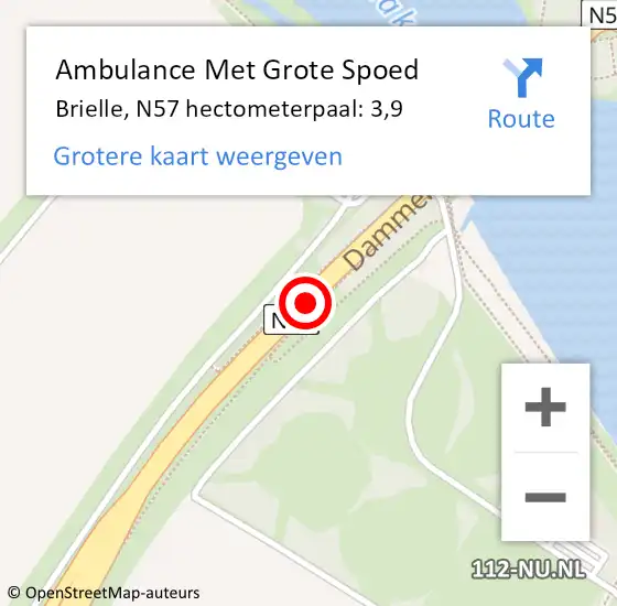 Locatie op kaart van de 112 melding: Ambulance Met Grote Spoed Naar Brielle, N57 hectometerpaal: 3,9 op 6 mei 2023 17:29