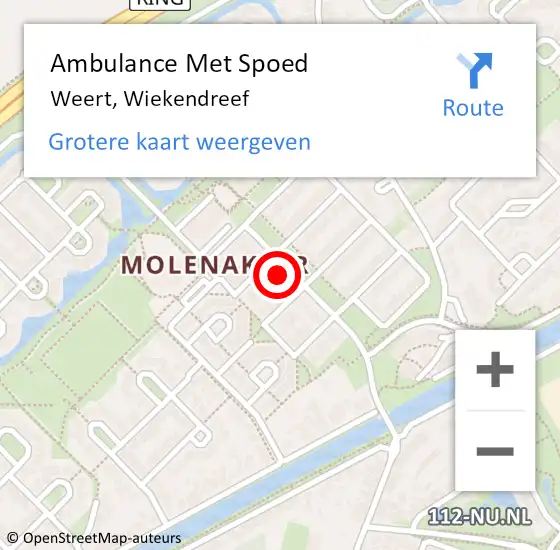 Locatie op kaart van de 112 melding: Ambulance Met Spoed Naar Weert, Wiekendreef op 6 mei 2023 17:36