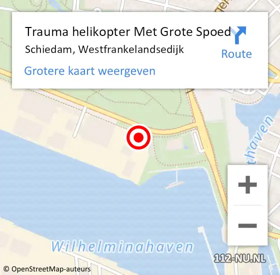 Locatie op kaart van de 112 melding: Trauma helikopter Met Grote Spoed Naar Schiedam, Westfrankelandsedijk op 6 mei 2023 17:39