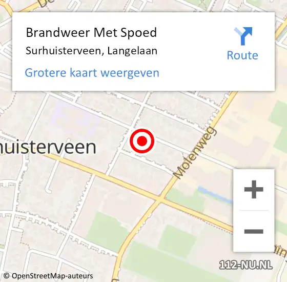 Locatie op kaart van de 112 melding: Brandweer Met Spoed Naar Surhuisterveen, Langelaan op 6 mei 2023 17:40