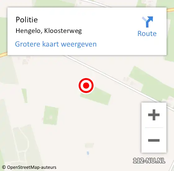 Locatie op kaart van de 112 melding: Politie Hengelo, Kloosterweg op 6 mei 2023 19:06