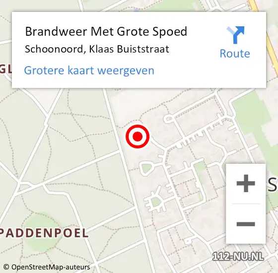 Locatie op kaart van de 112 melding: Brandweer Met Grote Spoed Naar Schoonoord, Klaas Buiststraat op 24 augustus 2014 16:28