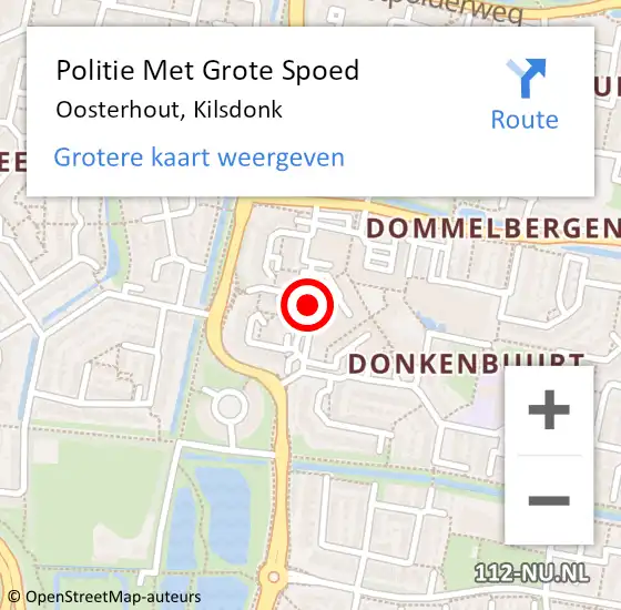 Locatie op kaart van de 112 melding: Politie Met Grote Spoed Naar Oosterhout, Kilsdonk op 6 mei 2023 19:21