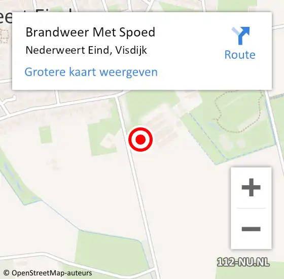 Locatie op kaart van de 112 melding: Brandweer Met Spoed Naar Nederweert Eind, Visdijk op 6 mei 2023 19:46