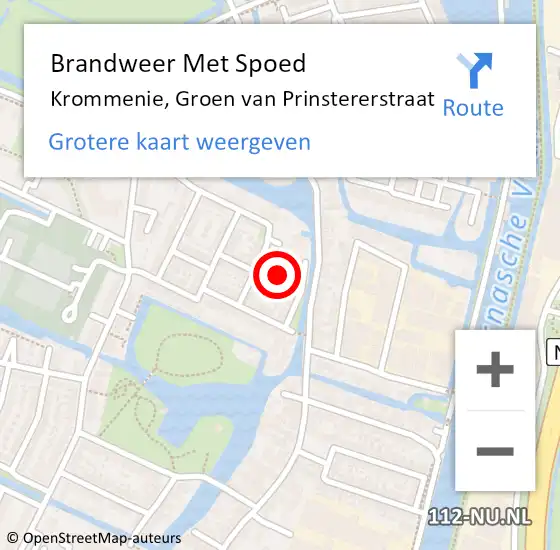 Locatie op kaart van de 112 melding: Brandweer Met Spoed Naar Krommenie, Groen van Prinstererstraat op 6 mei 2023 19:47