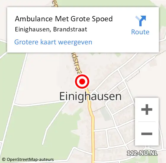 Locatie op kaart van de 112 melding: Ambulance Met Grote Spoed Naar Einighausen, Brandstraat op 24 augustus 2014 16:34