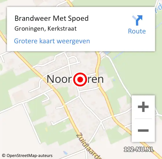 Locatie op kaart van de 112 melding: Brandweer Met Spoed Naar Groningen, Kerkstraat op 6 mei 2023 20:57