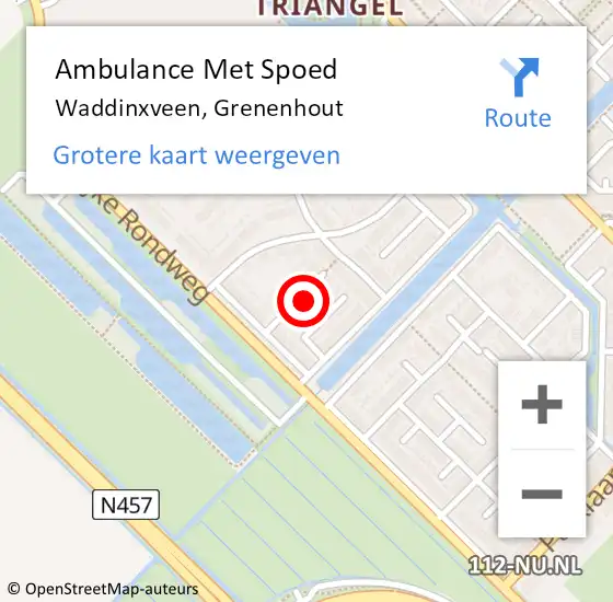 Locatie op kaart van de 112 melding: Ambulance Met Spoed Naar Waddinxveen, Grenenhout op 6 mei 2023 22:06