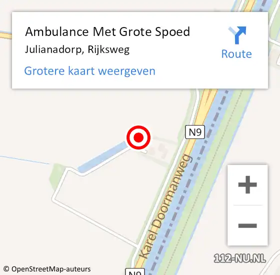 Locatie op kaart van de 112 melding: Ambulance Met Grote Spoed Naar Julianadorp, Rijksweg op 6 mei 2023 22:26