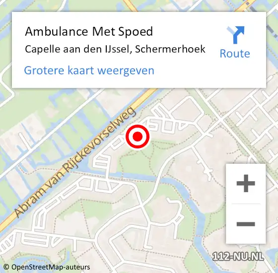 Locatie op kaart van de 112 melding: Ambulance Met Spoed Naar Capelle aan den IJssel, Schermerhoek op 6 mei 2023 22:38