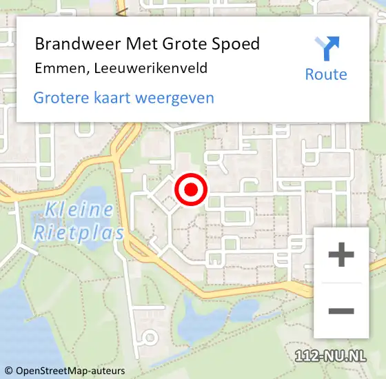 Locatie op kaart van de 112 melding: Brandweer Met Grote Spoed Naar Emmen, Leeuwerikenveld op 6 mei 2023 22:41