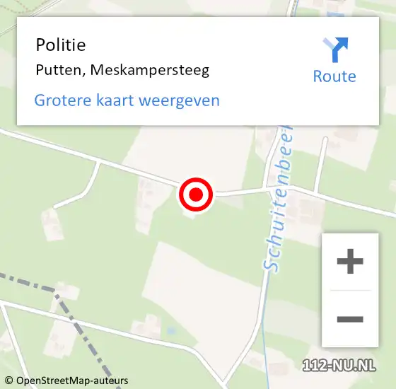 Locatie op kaart van de 112 melding: Politie Putten, Meskampersteeg op 6 mei 2023 22:43