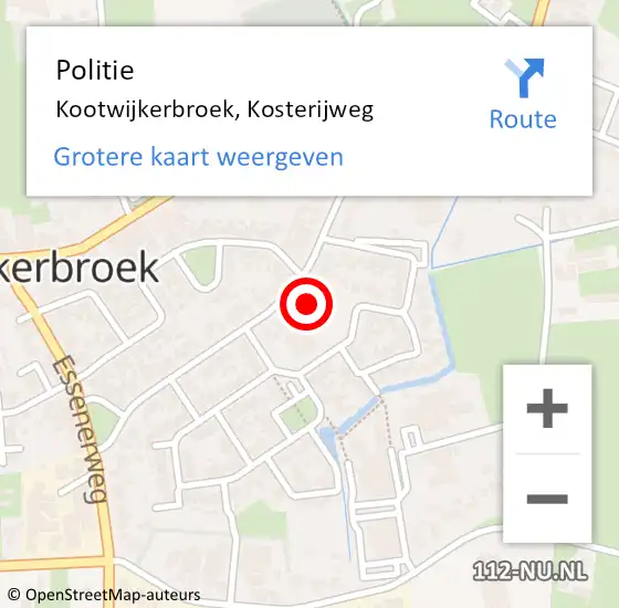 Locatie op kaart van de 112 melding: Politie Kootwijkerbroek, Kosterijweg op 6 mei 2023 22:47