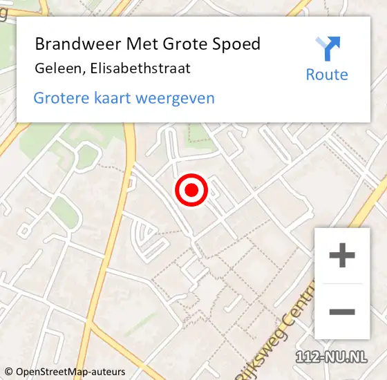 Locatie op kaart van de 112 melding: Brandweer Met Grote Spoed Naar Geleen, Elisabethstraat op 6 mei 2023 22:50