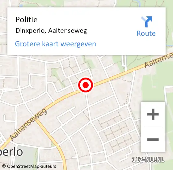 Locatie op kaart van de 112 melding: Politie Dinxperlo, Aaltenseweg op 6 mei 2023 23:08