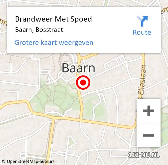 Locatie op kaart van de 112 melding: Brandweer Met Spoed Naar Baarn, Bosstraat op 6 mei 2023 23:33