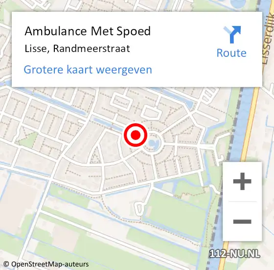 Locatie op kaart van de 112 melding: Ambulance Met Spoed Naar Lisse, Randmeerstraat op 7 mei 2023 00:14