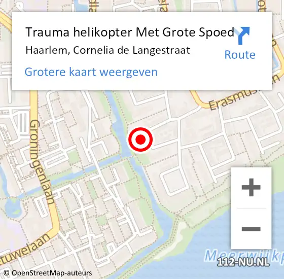 Locatie op kaart van de 112 melding: Trauma helikopter Met Grote Spoed Naar Haarlem, Cornelia de Langestraat op 7 mei 2023 00:21