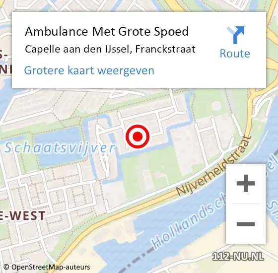 Locatie op kaart van de 112 melding: Ambulance Met Grote Spoed Naar Capelle aan den IJssel, Franckstraat op 7 mei 2023 00:23